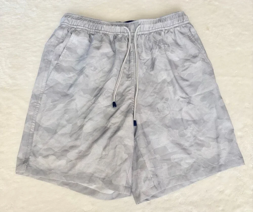 Peter Millar Men’s S Gray Camo Swim Trunks Board Shorts Crown Logo